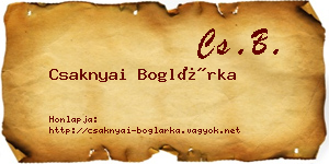 Csaknyai Boglárka névjegykártya